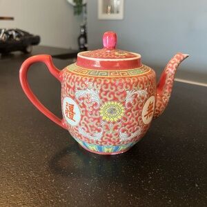 Vintage Orange Ceramic Teapot The People’s of Republic of China